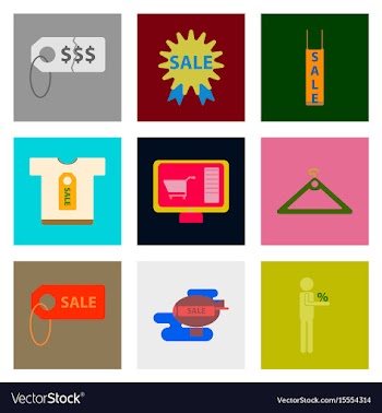 Flat assembly icons of set gifts and discounts vector image