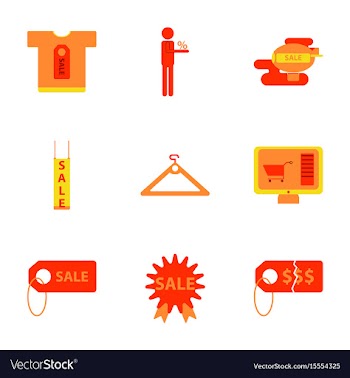 Flat assembly icons of set gifts and discounts vector image