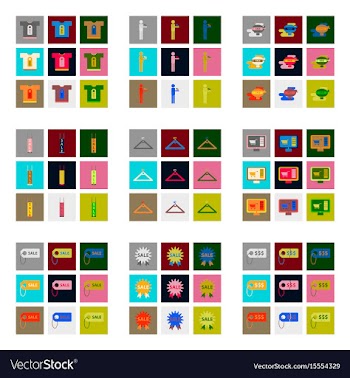 Flat assembly icons of set gifts and discounts vector image
