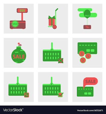 Flat assembly icons of set gifts and discounts vector image