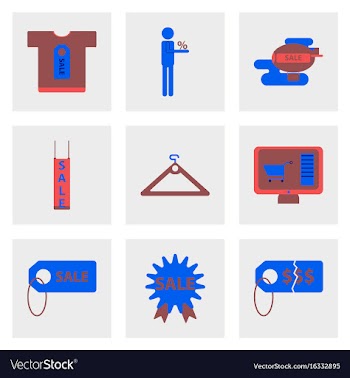 Flat assembly icons of set gifts and discounts vector image