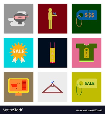 Flat assembly icons of set gifts and discounts vector image