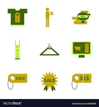 Flat assembly icons of set gifts and discounts vector image