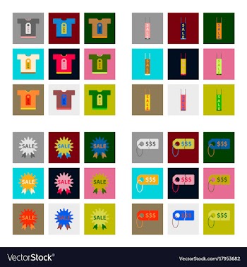 Flat assembly icons of set gifts and discounts vector image