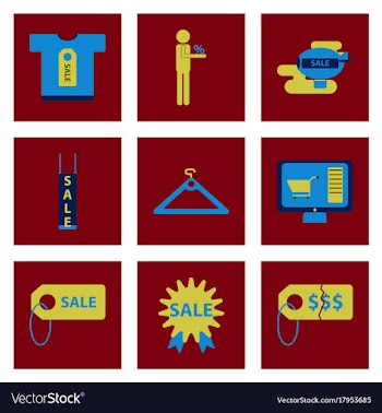 Flat assembly icons of set gifts and discounts vector image