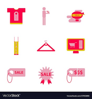 Flat assembly icons of set gifts and discounts vector image