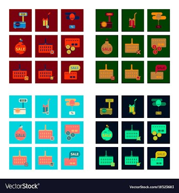 Flat assembly icons of set gifts and discounts vector image