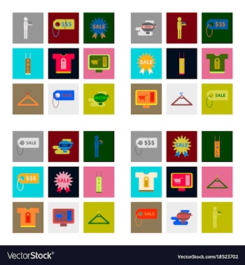 Flat assembly icons of set gifts and discounts vector image
