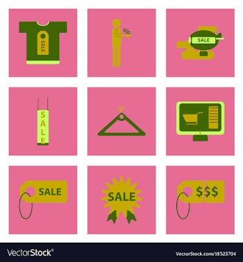 Flat assembly icons of set gifts and discounts vector image