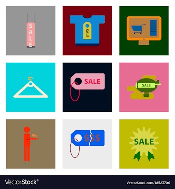 Flat assembly icons of set gifts and discounts vector image