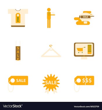 Flat assembly icons of set gifts and discounts vector image