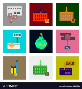 Flat assembly icons of set gifts and discounts vector image