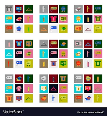 Flat assembly icons of set gifts and discounts vector image