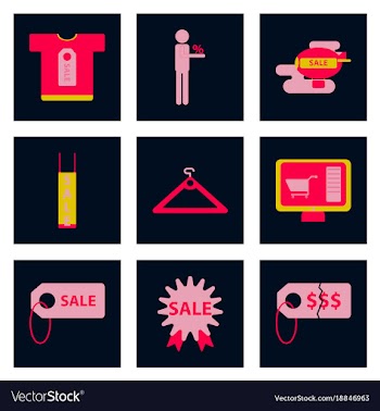 Flat assembly icons of set gifts and discounts vector image