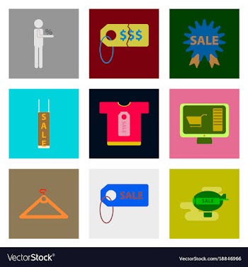 Flat assembly icons of set gifts and discounts vector image