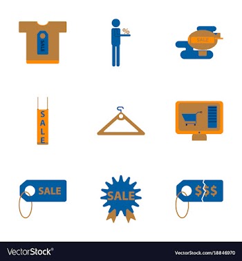 Flat assembly icons of set gifts and discounts vector image