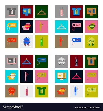 Flat assembly icons of set gifts and discounts vector image