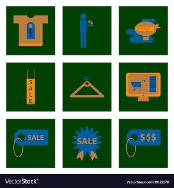 Flat assembly icons of set gifts and discounts vector image
