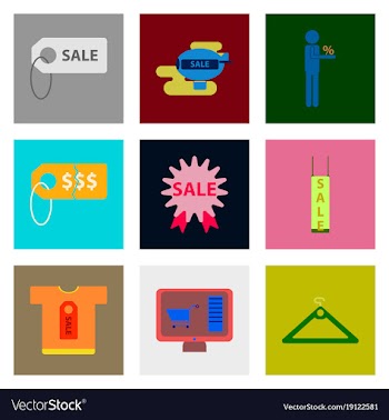 Flat assembly icons of set gifts and discounts vector image