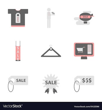 Flat assembly icons of set gifts and discounts vector image