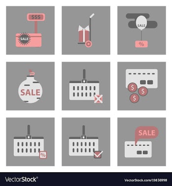 Flat assembly icons of set gifts and discounts vector image