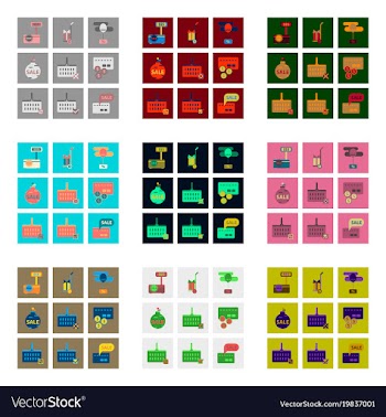 Flat assembly icons of set gifts and discounts vector image
