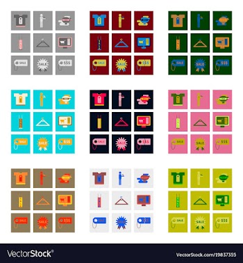 Flat assembly icons of set gifts and discounts vector image