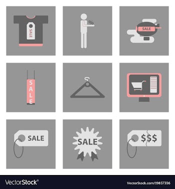 Flat assembly icons of set gifts and discounts vector image