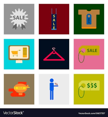 Flat assembly icons of set gifts and discounts vector image