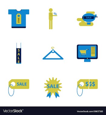 Flat assembly icons of set gifts and discounts vector image