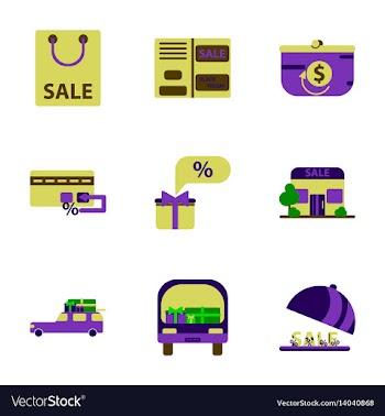 Flat assembly icons of set of gifts and discounts vector image