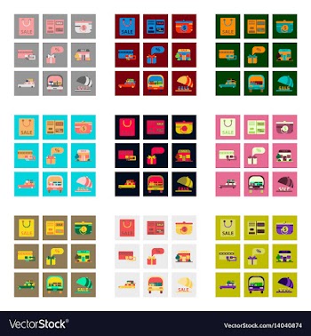 Flat assembly icons of set of gifts and discounts vector image