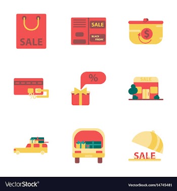 Flat assembly icons of set of gifts and discounts vector image