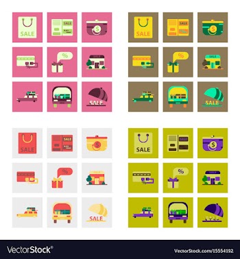 Flat assembly icons of set of gifts and discounts vector image