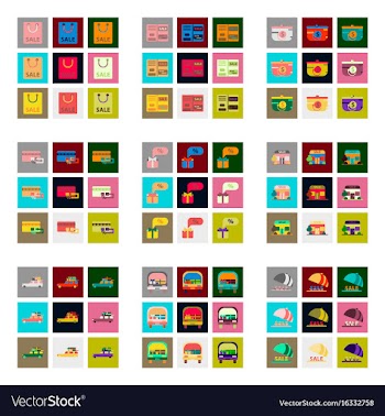 Flat assembly icons of set of gifts and discounts vector image
