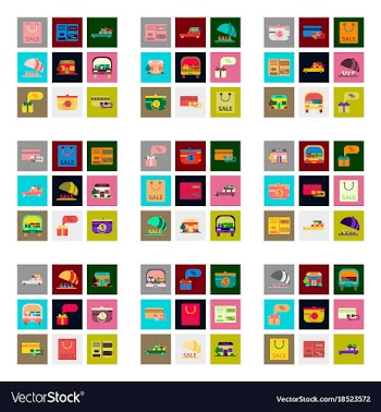 Flat assembly icons of set of gifts and discounts vector image