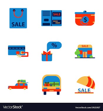 Flat assembly icons of set of gifts and discounts vector image