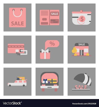 Flat assembly icons of set of gifts and discounts vector image