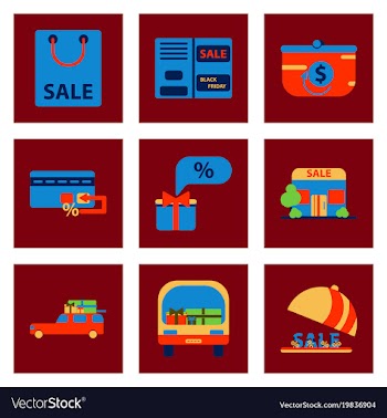 Flat assembly icons of set of gifts and discounts vector image