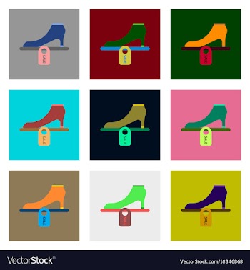 Flat assembly icons of shoes discounts vector image