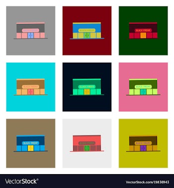 Flat assembly icons of shop black friday vector image