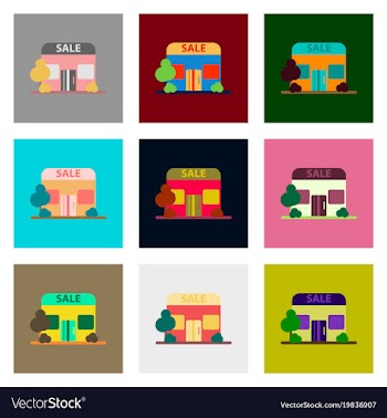 Flat assembly icons of shop sale vector image