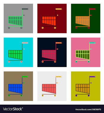 Flat assembly icons of shopping cart black friday vector image
