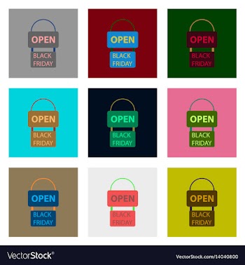 Flat assembly icons of signboard black friday vector image