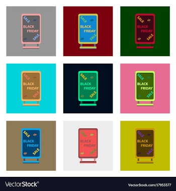 Flat assembly icons of signboard black friday vector image