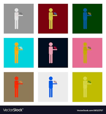 Flat assembly icons of stick figure human vector image