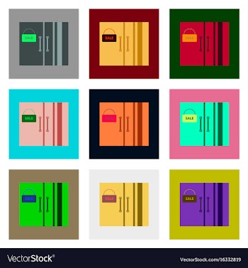 Flat assembly icons of wardrobe sale black friday vector image