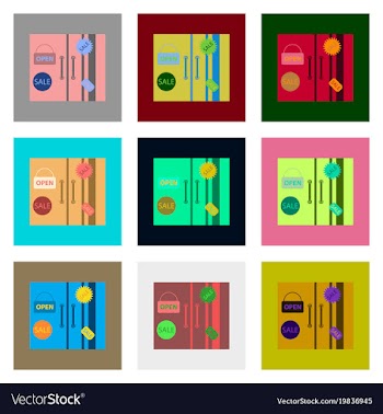 Flat assembly icons of wardrobe sale discounts vector image