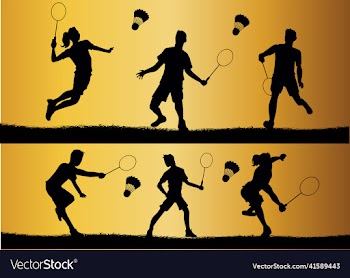 flat badminton player silhouette collection
