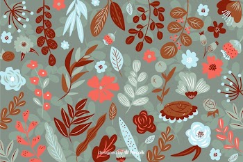 Flat beautiful floral background in sepia coloured shades Free Vector